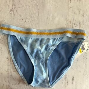 Hula Honey Blue Tie-Dye Swim Bottom with Gold Accent, NWT, size Medium